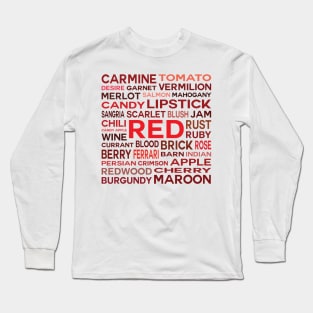 Word Cloud - Shades of Red (White Background) Long Sleeve T-Shirt